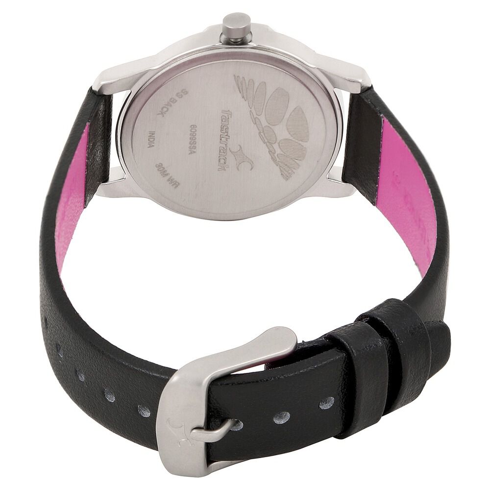 Fastrack Quartz Analog Black Dial Leather Strap Watch for Girls