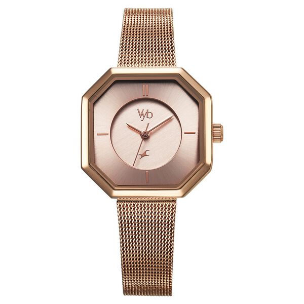 Fastrack Vyb Prodigy Quartz Analog Rose Gold Dial Stainless Steel Strap Watch for Girls - image number 1