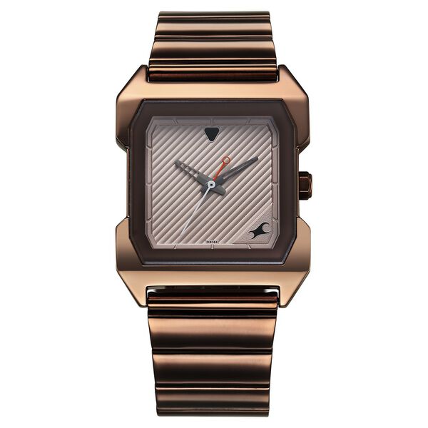 Fastrack Pulse Quartz Analog Beige Dial With Brown Colour Stainless steel Strap Watch for Guys - image number 0