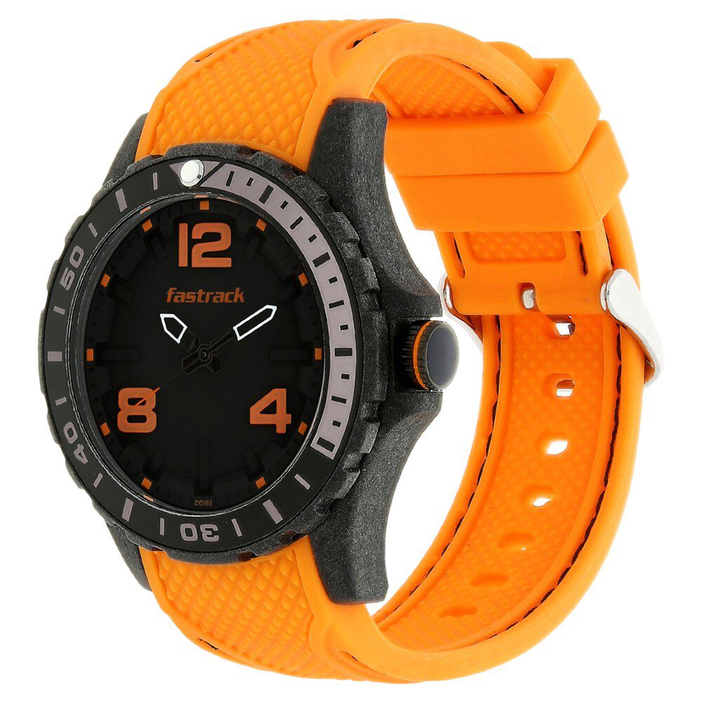 Fastrack Light Weight Quartz Analog Black Dial Silicone Strap Watch for Guys