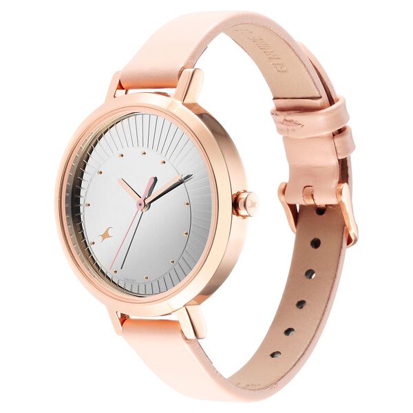 Fastrack Style Up Silver Dial Leather Strap Watch for Girls - image number 3