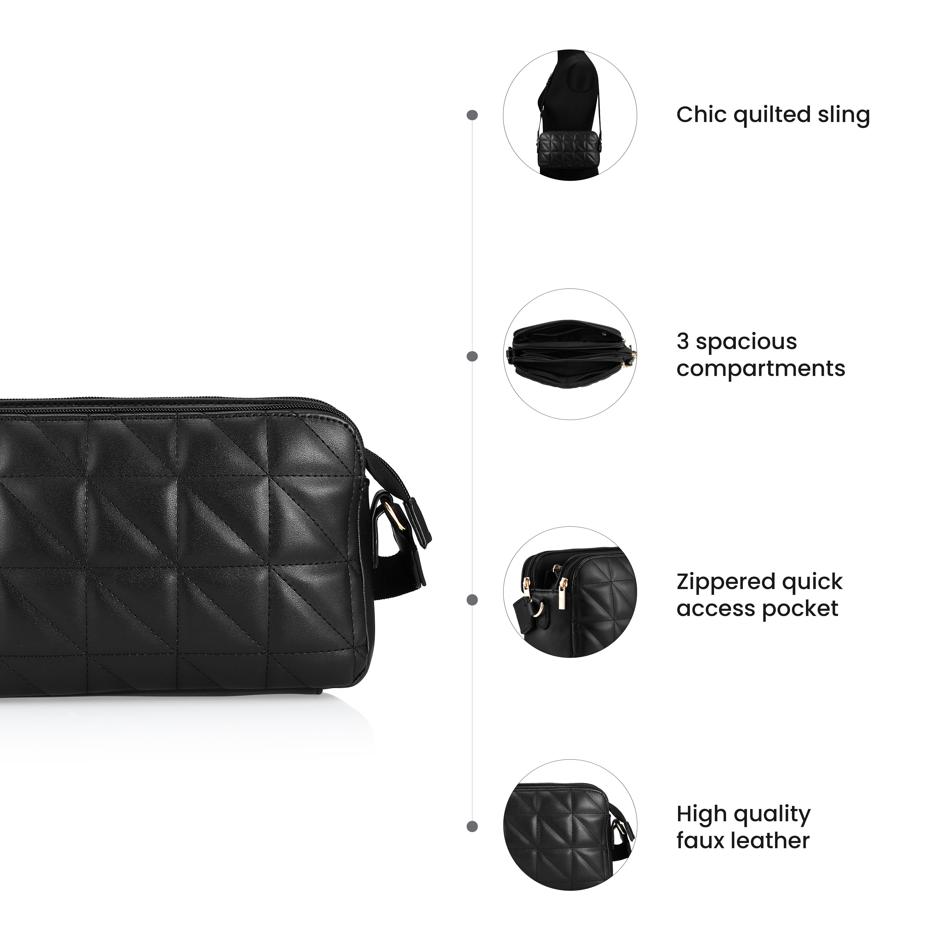 Buy Online Black Quilted Sling Bag f241slmes03bk1 Fastrack