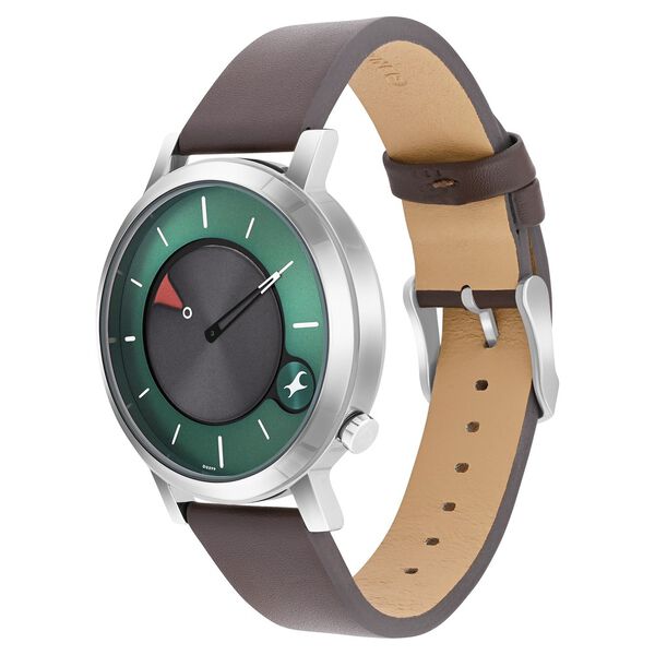 Fastrack MetaWe Quartz Analog Green Dial Leather Strap Watch For Guys - image number 2