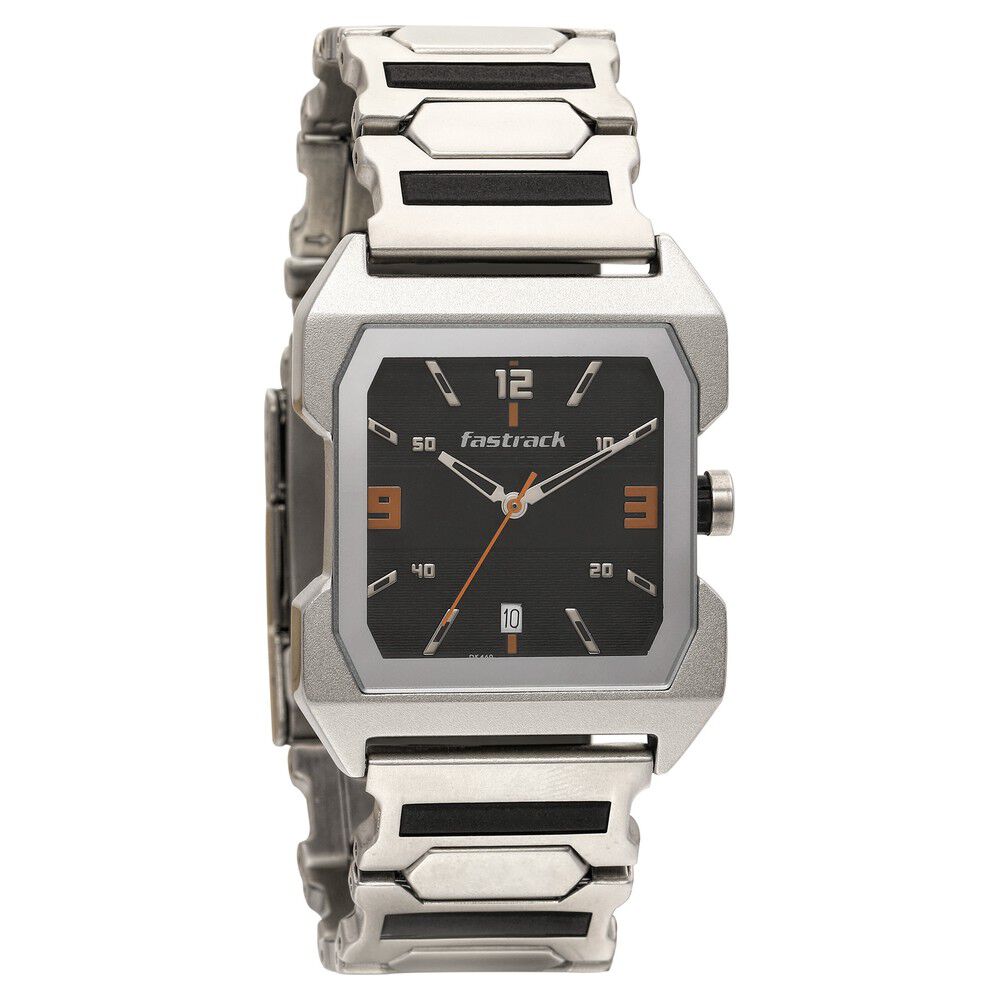Buy Online Fastrack Hitlist Quartz Analog with Date Black Dial Stainless Steel Strap Watch for Guys nn1474sm07 Fastrack