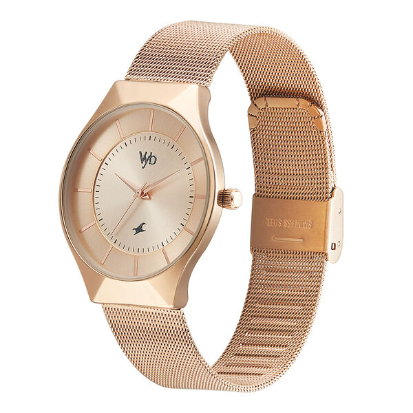 Fastrack Vyb Successor Quartz Analog Rose Gold Dial Stainless Steel Strap Watch for Girls - image number 3