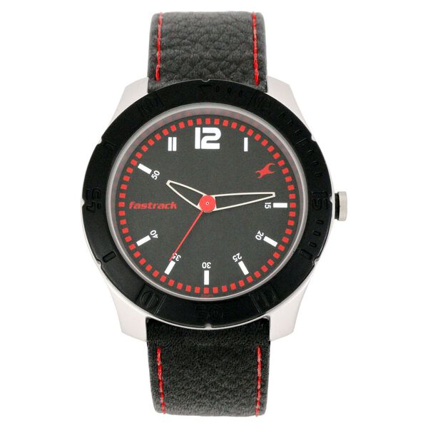 Fastrack Quartz Analog Black Dial Leather Strap Watch for Guys - image number 0