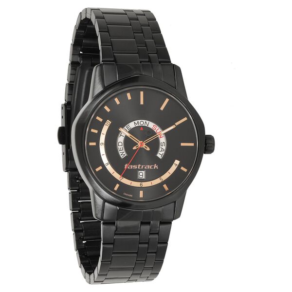 Fatrack Exuberant Black Dial Stainless Steel Strap Watch for Guys - image number 0