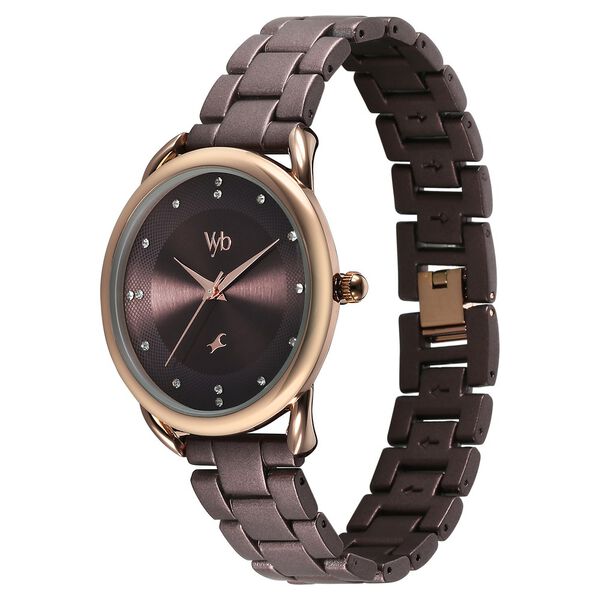 Vyb Charmer By Fastrack Quartz Analog Brown Dial Metal Strap Watch For Girls - image number 3