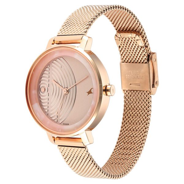 Fastrack Younique Quartz Analog Rose Gold Dial Stainless Steel Strap Watch for Girls - image number 3