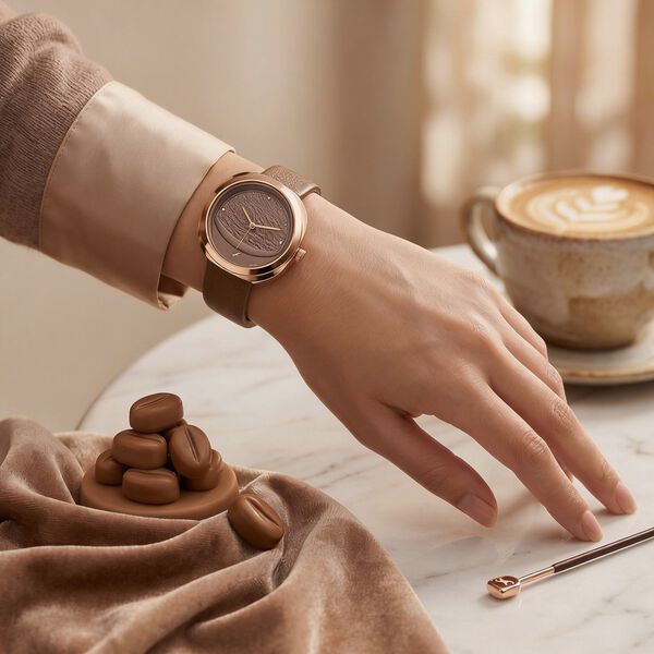 Fastrack Gelato rosegold analog leather strap watch with Chocolate dial for Girls - image number 7