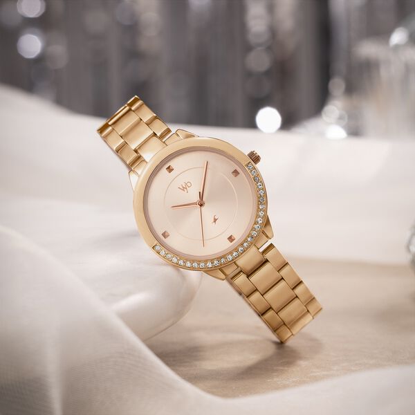 Vyb Eclipse By Fastrack Quartz Analog Rose Gold Dial Rose Gold Stainless Steel Strap Watch For Girls - image number 0
