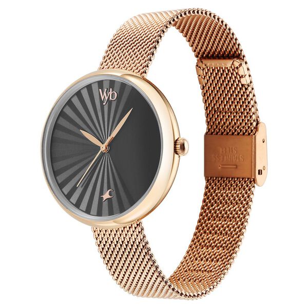Fastrack Vyb Mirage Quartz Analog Black Dial Stainless Steel Strap Watch for Girls - image number 2