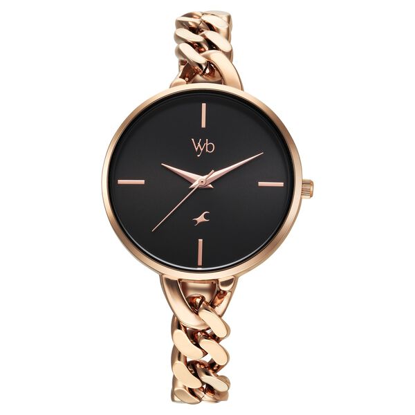 Vyb Spotlight By Fastrack Quartz Analog Black Dial Metal Strap Watch For Girls - image number 2