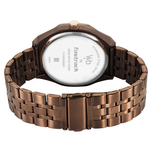 Fastrack Vyb Challenger Quartz Analog Brown Dial Metal Strap Watch For Guys - image number 6