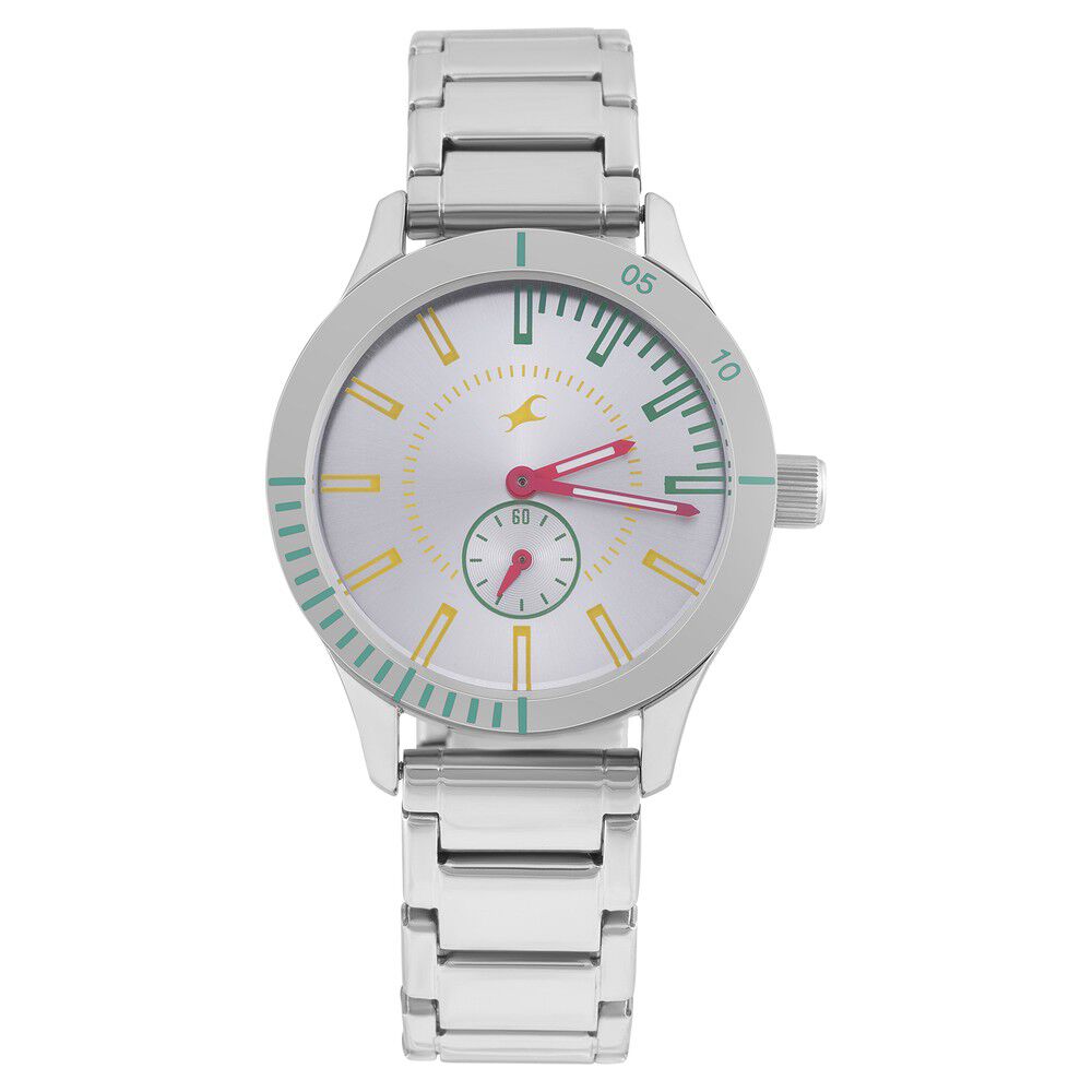 Fastrack Silver Dial Quartz Analog Watch for Girls