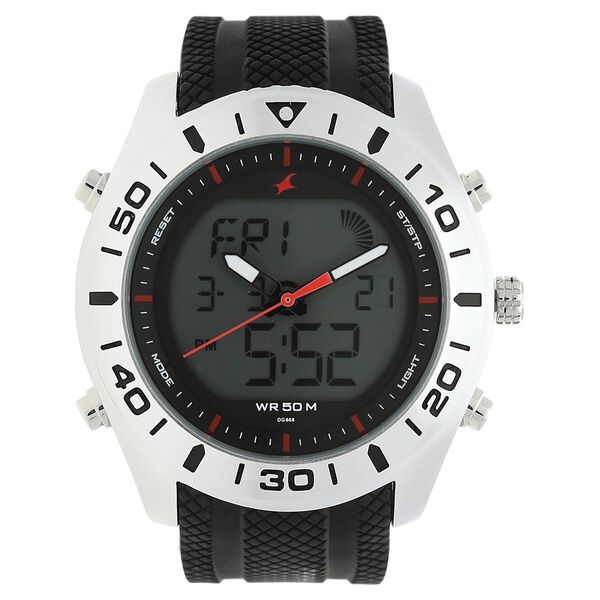 Fastrack Quartz Analog Digital Grey Dial Silicone Strap Watch for Guys - image number 0
