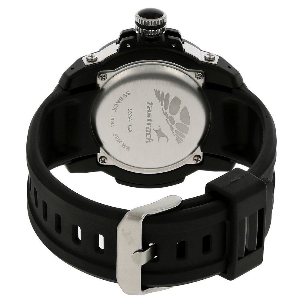 Fastrack Quartz Analog Silver Dial Plastic Strap Watch for Guys