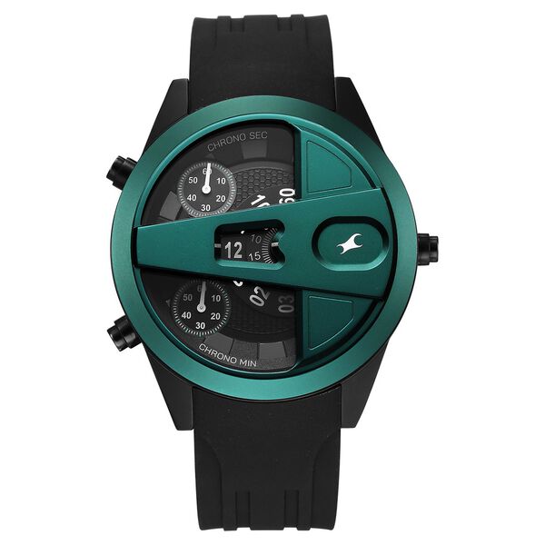 Fastrack Overdrive Chronograph Micromotor Black Dial Black Silicone Strap Watch For Guys - image number 0