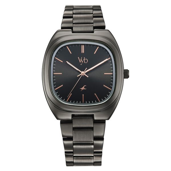 Fastrack Vyb Aviator Quartz Analog Grey Dial Metal Strap Watch For Guys - image number 1