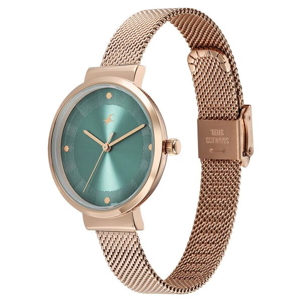 Fastrack Stunners X Quartz Analog Green Dial Stainless Steel Strap Watch For Girls - image number 2