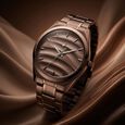 Fastrack Gelato Black leather strap watch with Chocolate dial for Guys