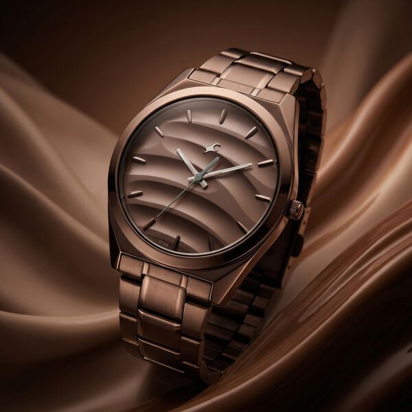Fastrack Gelato Brown metal strap watch with Chocolate dial for Guys - image number 0