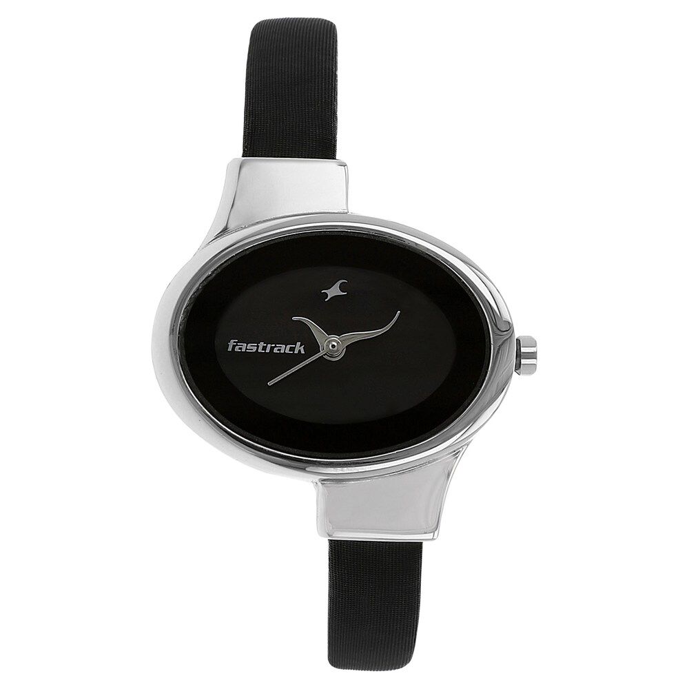 Buy Online Fastrack Quartz Analog Black Dial Leather Strap Watch for Girls ns6015sl02 Fastrack
