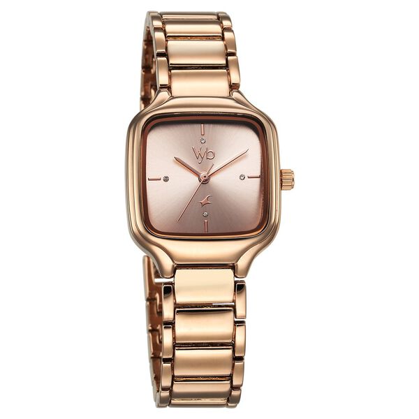 Fastrack Vyb Minimalist Quartz Analog Rose Gold Dial Metal Strap Watch For Girls - image number 2