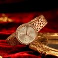Vyb Starlet By Fastrack Quartz Analog Silver Dial Rose Gold Metal Strap Watch For Girls - image number 0