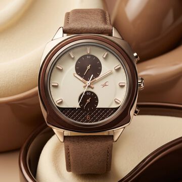 Fastrack Gelato Brown chronograph watch with Cookies n Cream dial for Guys
