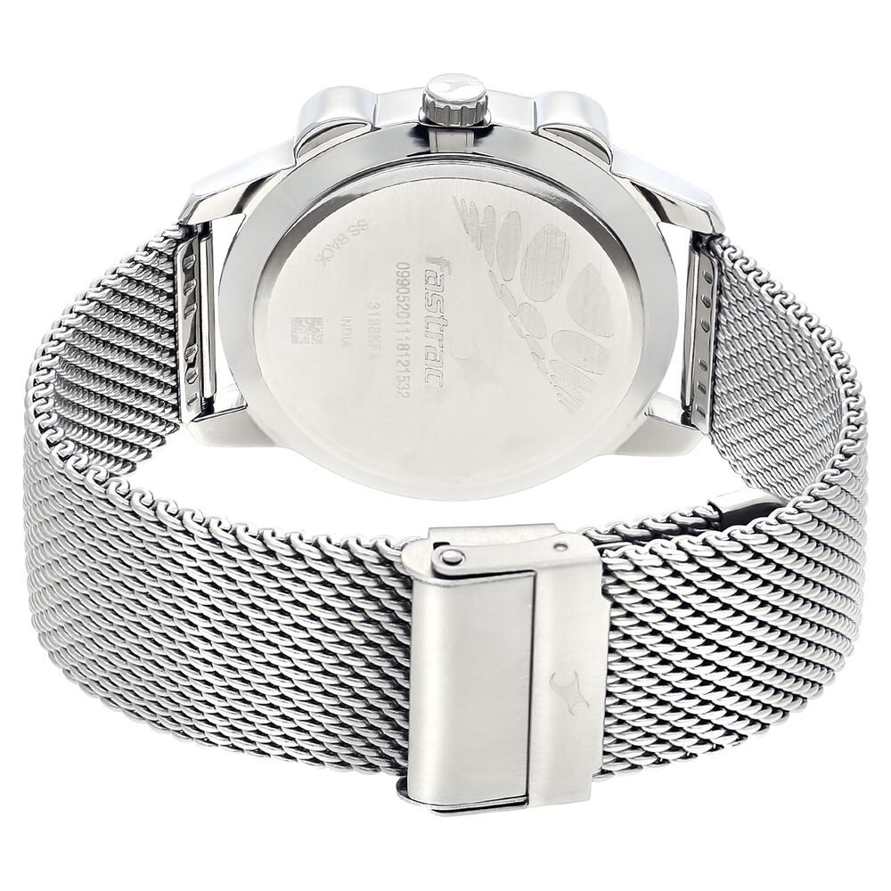 Fastrack Denim Quartz Analog with Day and Date Beige Dial Stainless Steel Strap Watch for Guys