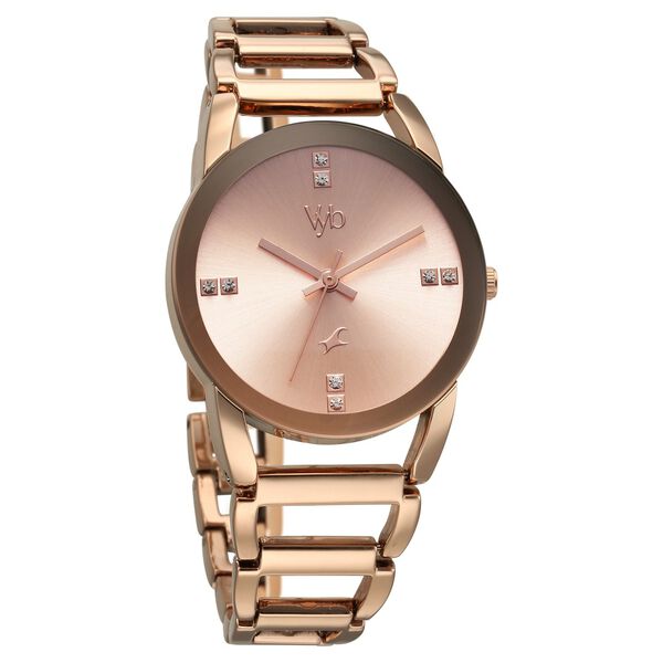 Vyb Striker By Fastrack Quartz Analog Rose Gold Dial Metal Strap Watch For Girls - image number 1