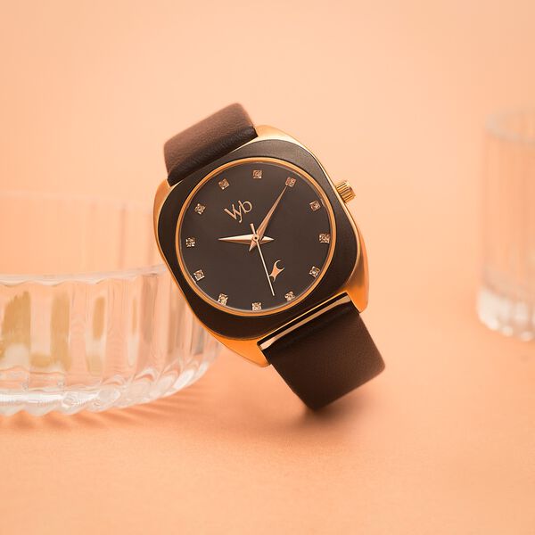 Vyb Muse By Fastrack Quartz Analog Black Dial Leather Strap Watch For Girls - image number 0