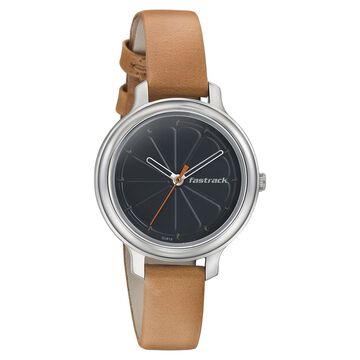 Fastrack Quartz Analog Black Dial Leather Strap Watch for Girls