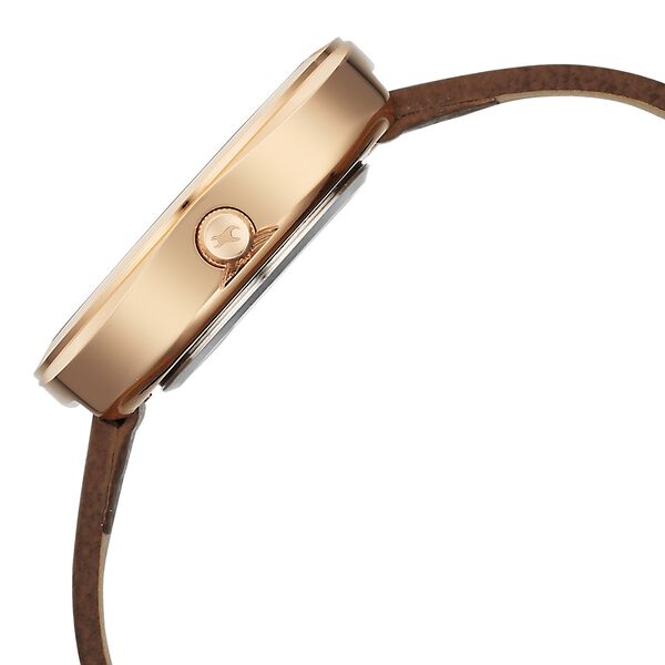 Fastrack Gelato rosegold analog leather strap watch with Chocolate dial for Girls - image number 5