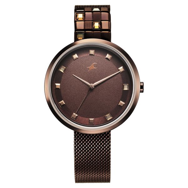 Fastrack Fleek Quartz Analog Brown Dial Stainless Steel Strap Watch for Girls - image number 0