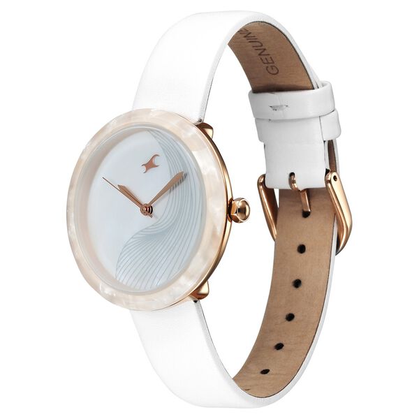Fastrack Younique Quartz Analog Mother Of Pearl Dial LeatherStrap Watch For Girls - image number 4