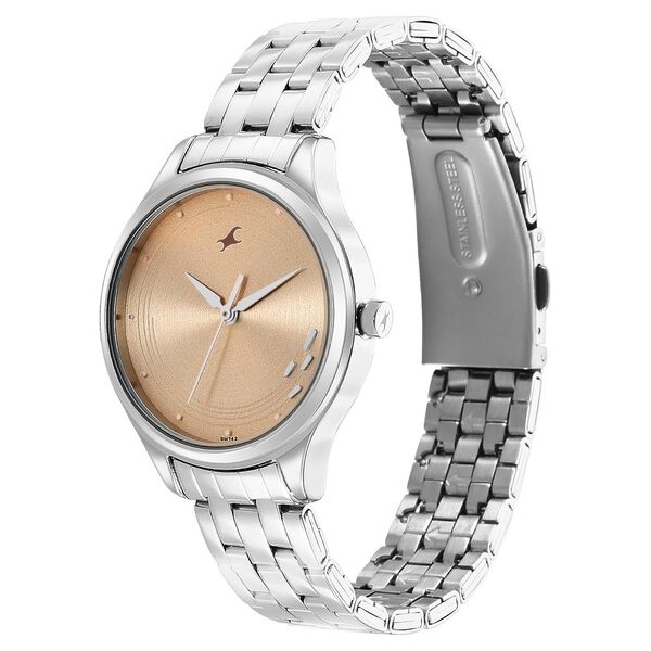 Fastrack Stunners Quartz Analog Rose Gold Dial Stainless Steel Strap Watch for Girls - image number 3