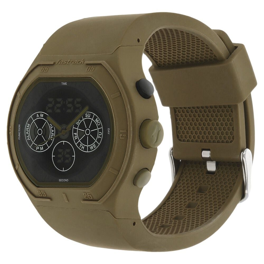 Fastrack Quartz Analog Digital Black Dial Plastic Strap Watch for Guys