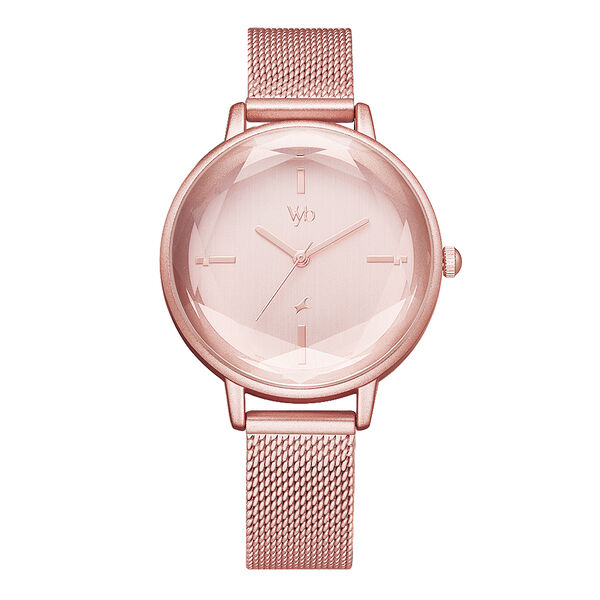 Fastrack Vyb Aurora Quartz Analog Rose Gold Dial Stainless Steel Strap Watch for Girls - image number 0