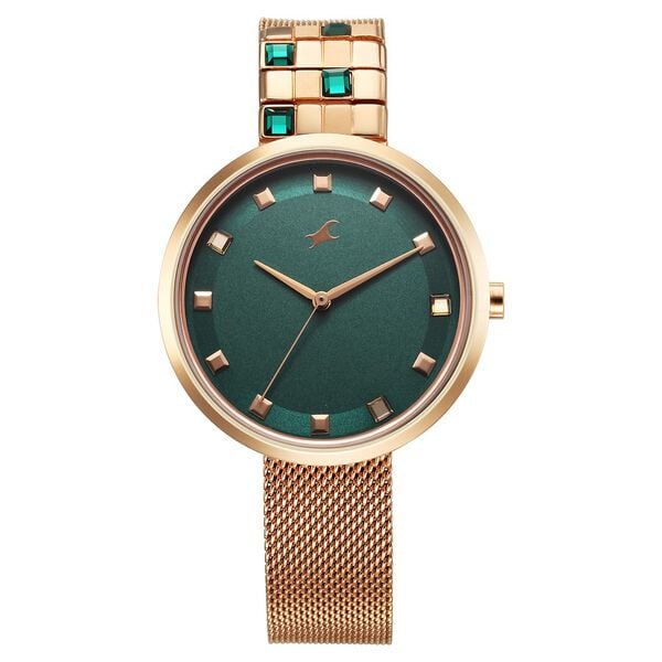 Fastrack Fleek Quartz Analog Green Dial Stainless Steel Strap Watch for Girls - image number 0