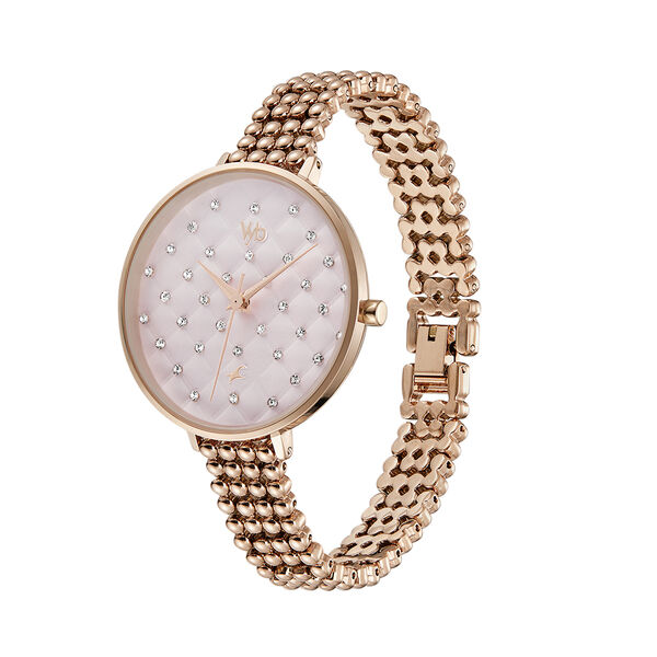 Fastrack Vyb Iconique Quartz Analog Pink Dial Metal Strap Watch for Girls - image number 3
