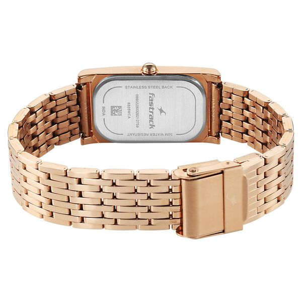 Fastrack Gelato rosegold analog bracelet watch with Plum dial for Girls - image number 5