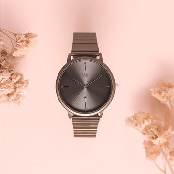 Fastrack Vyb Bliss Quartz Analog Brown Dial Metal Strap Watch For Girls