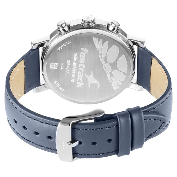 Fastrack Tick Tock Quartz Multifunction Blue Dial Leather Strap Watch for Guys - image number 5