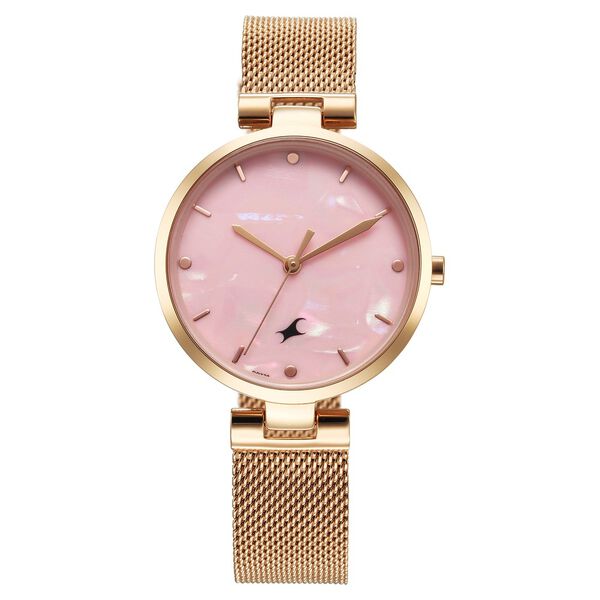 Fastrack Stunners X Quartz Analog Pink Mother Of Pearl Dial Stainless Steel Strap Watch For Girls - image number 0