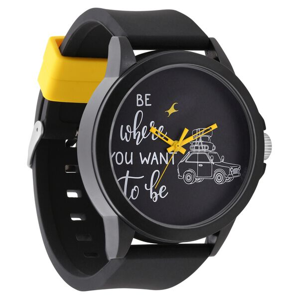 Fastrack Quartz Analog Black Dial Silicone Strap Watch for Unisex - image number 1