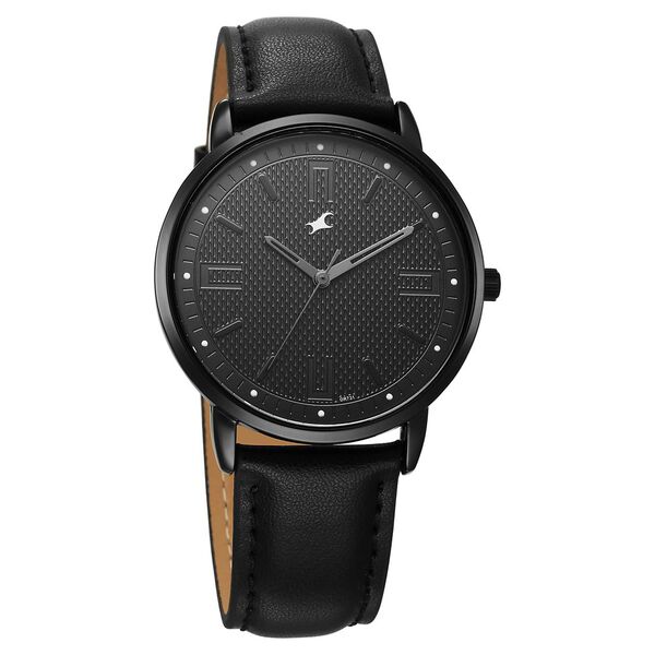 Fastrack Stunners X Quartz Analog Black Dial Leather Strap Watch For Guys - image number 1