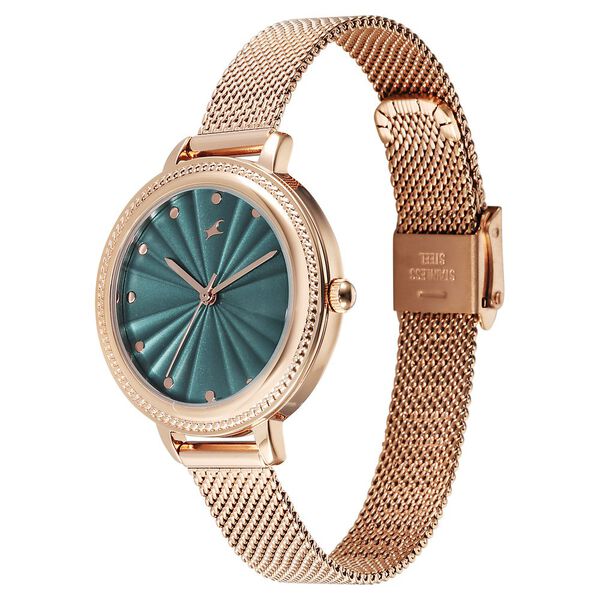 Fastrack Stunners X Quartz Analog Green Dial Stainless Steel Strap Watch For Girls - image number 2