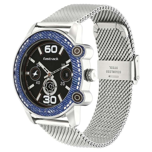 Fastrack Denim Quartz Analog with Day and Date Black Dial Stainless Steel Strap Watch for Guys - image number 2